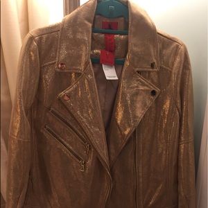 Stunning Christina Gold metallic Moto jacket
